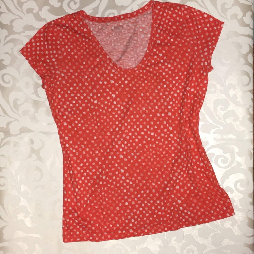 Loft Orange Polka Dot T shirt